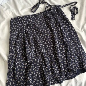 Brandy Melville Black Floral Wrap Skirt